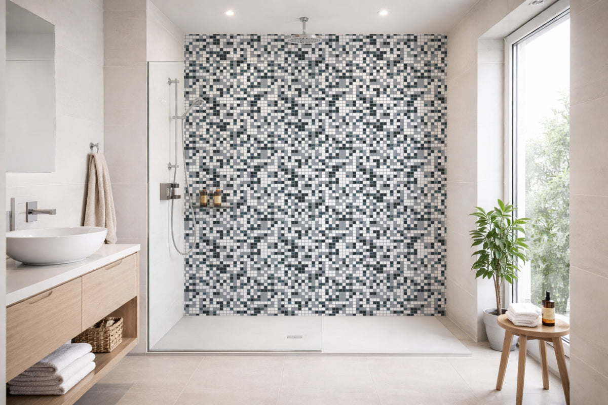 Toilettenrückwand Fliesenoptik