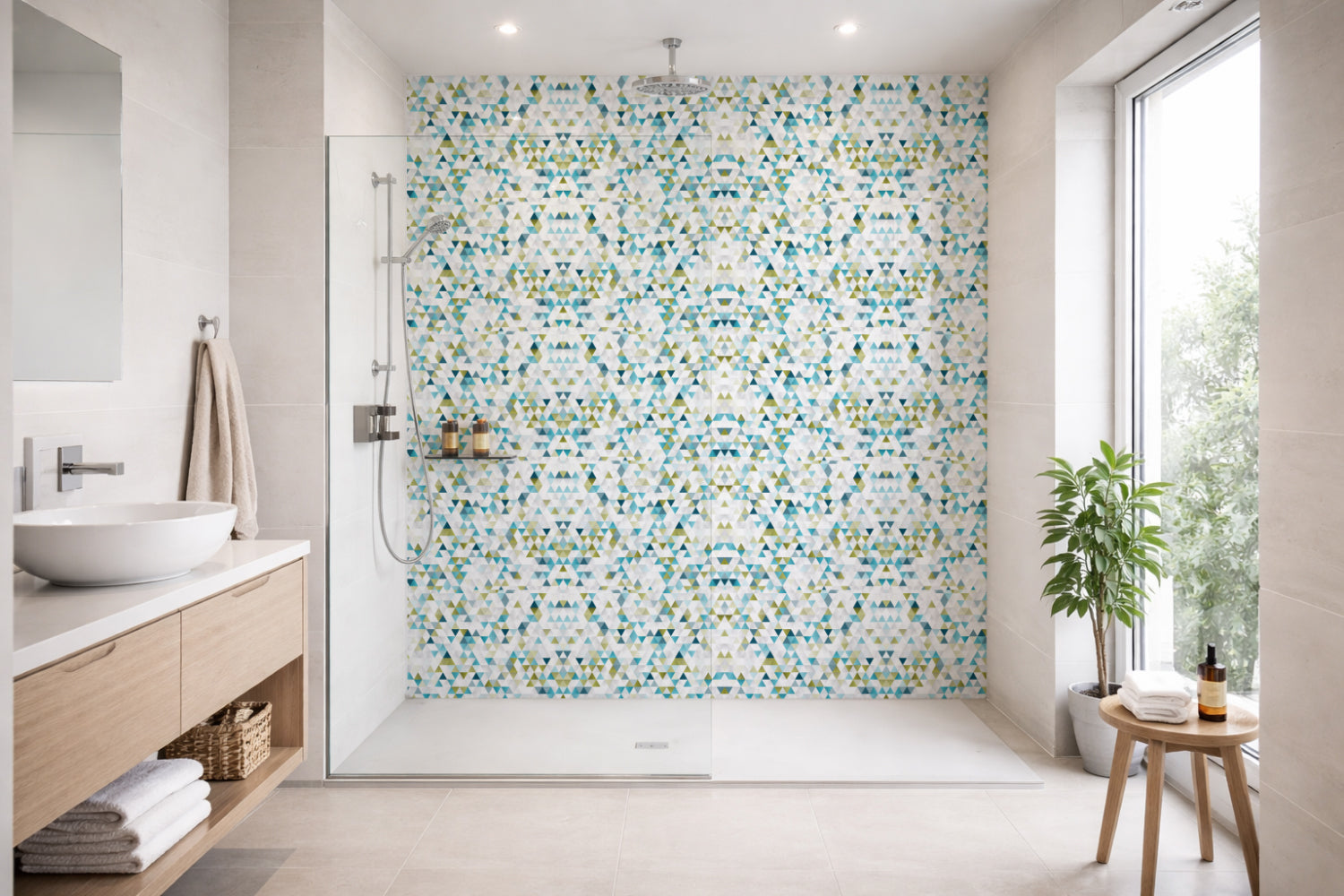 Toilettenrückwand Fliesenoptik