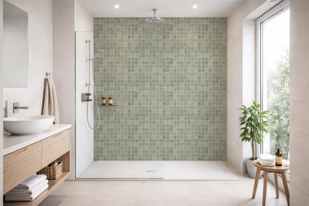 Toilettenrückwand Fliesenoptik