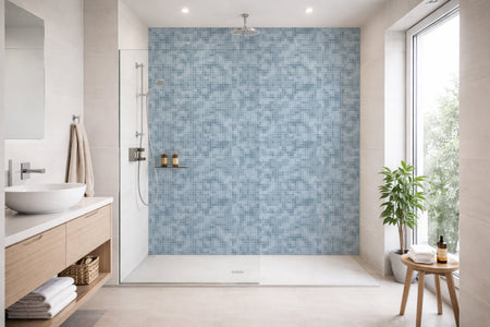 Toilettenrückwand Fliesenoptik