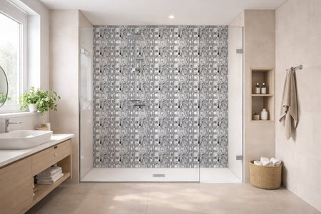 Toilettenrückwand Fliesenoptik