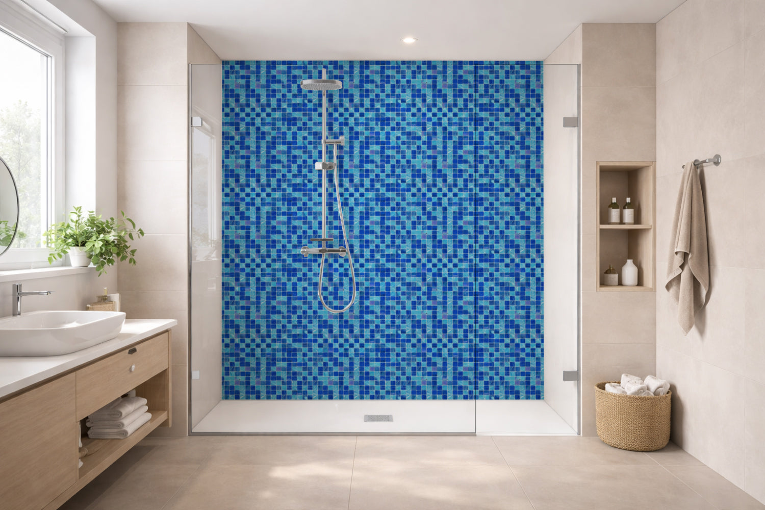Toilettenrückwand Fliesenoptik