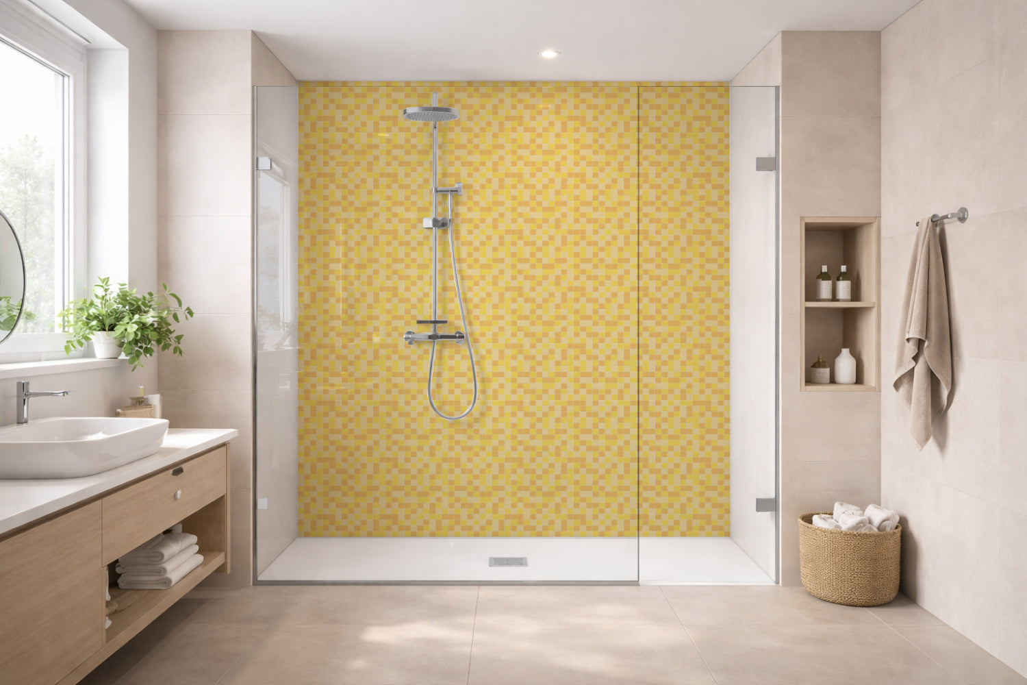 Toilettenrückwand Fliesenoptik