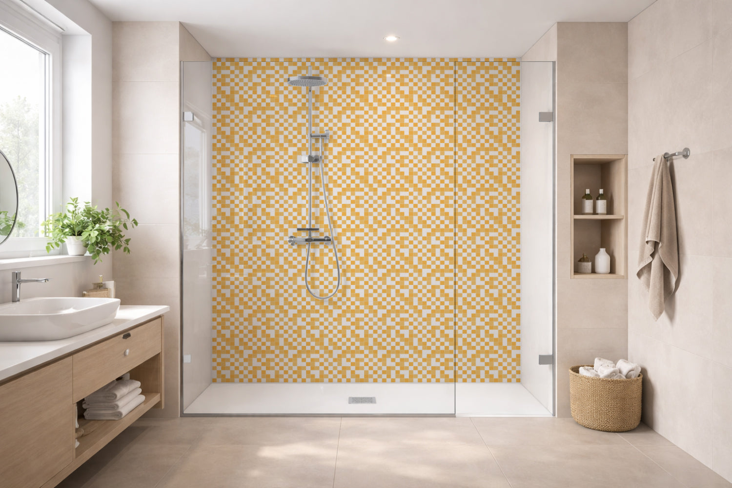 Toilettenrückwand Fliesenoptik
