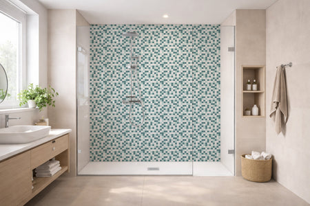 Toilettenrückwand Fliesenoptik