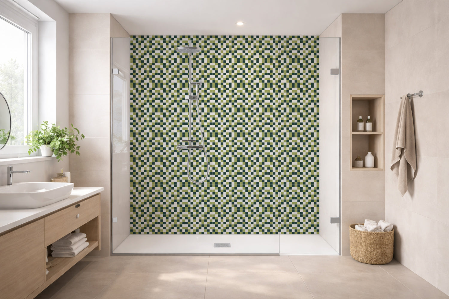 Toilettenrückwand Fliesenoptik
