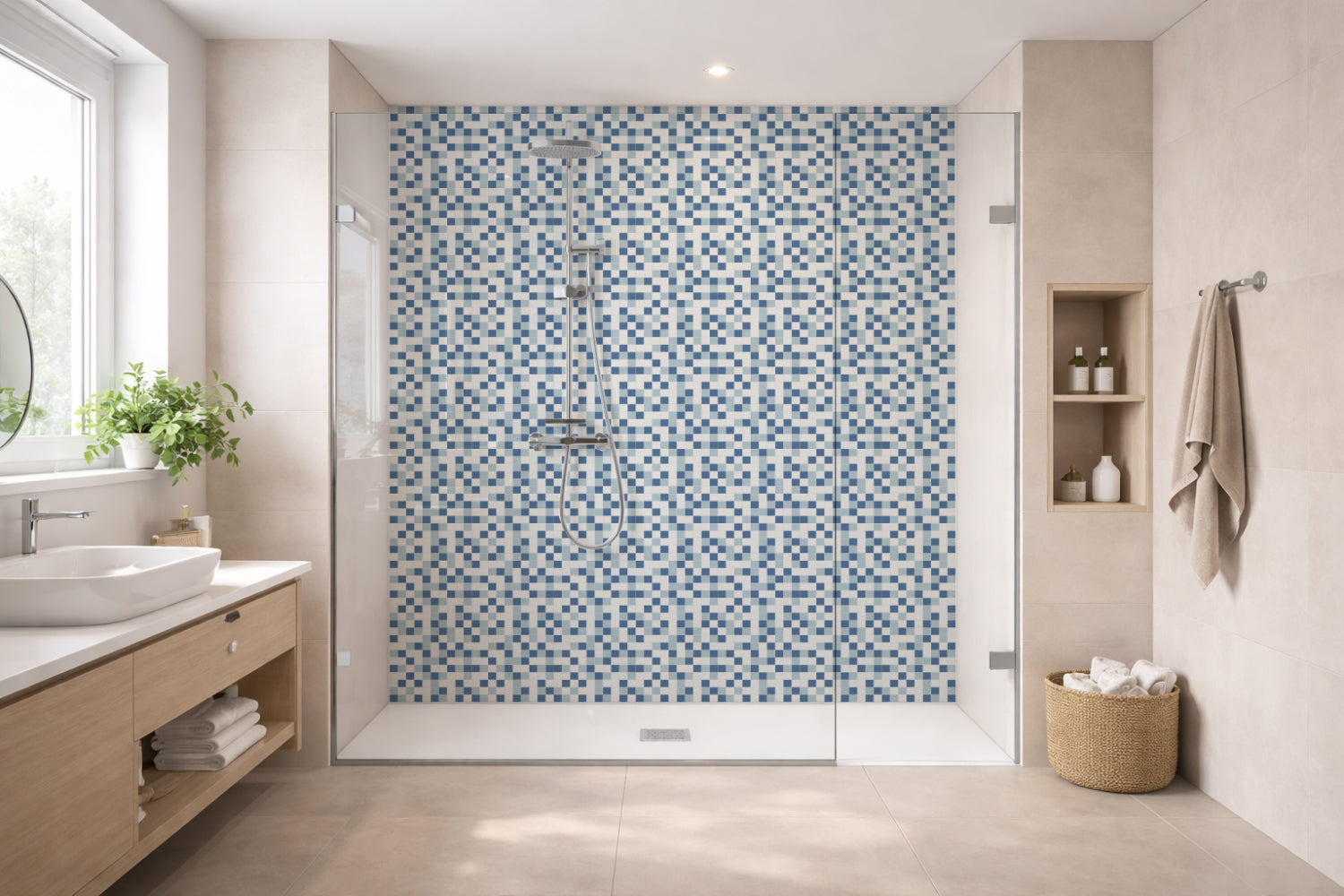Toilettenrückwand Fliesenoptik
