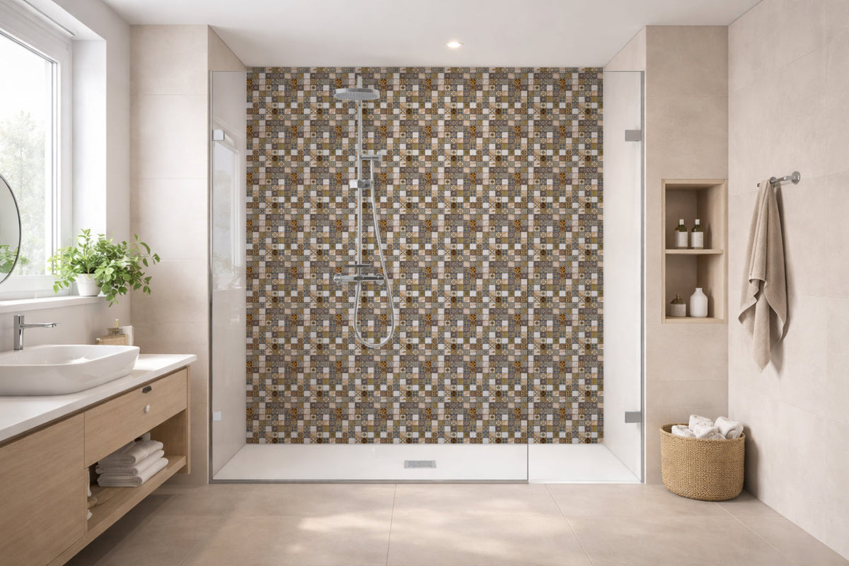 Toilettenrückwand Fliesenoptik