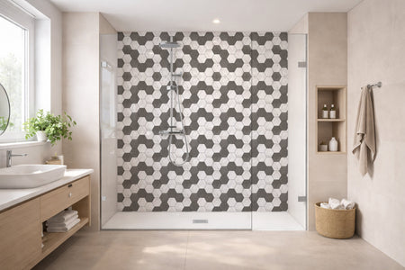 Toilettenrückwand Fliesenoptik