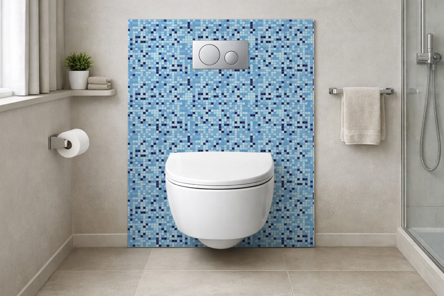 Toilettenrückwand Fliesenoptik