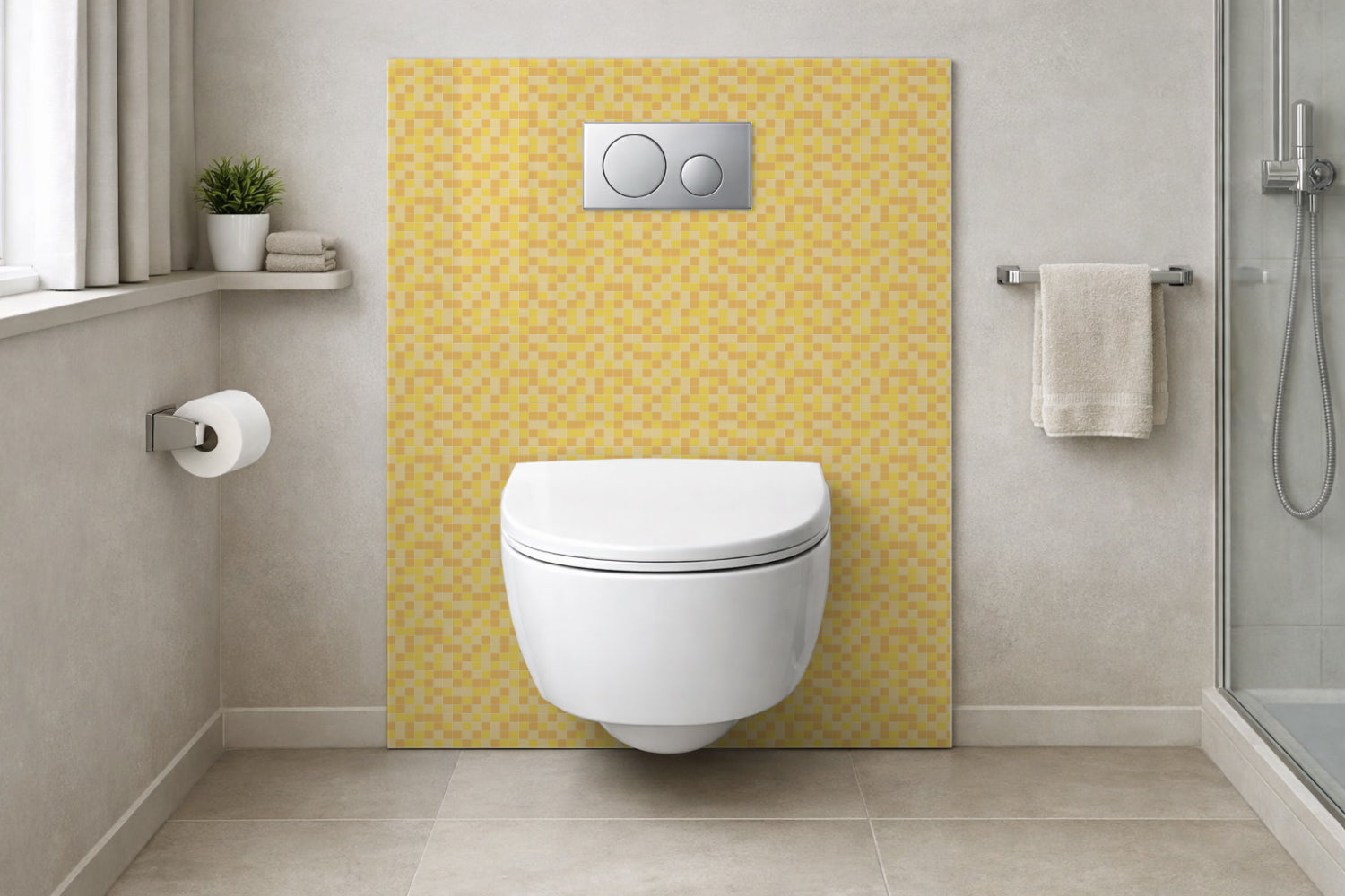Toilettenrückwand Fliesenoptik