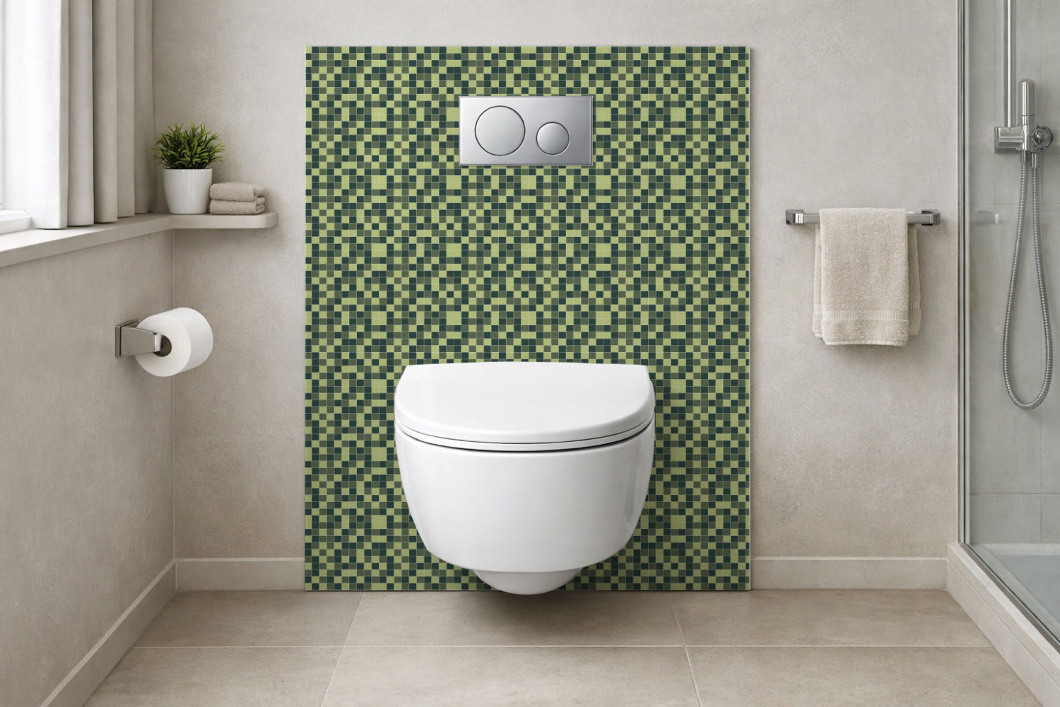 Toilettenrückwand Fliesenoptik