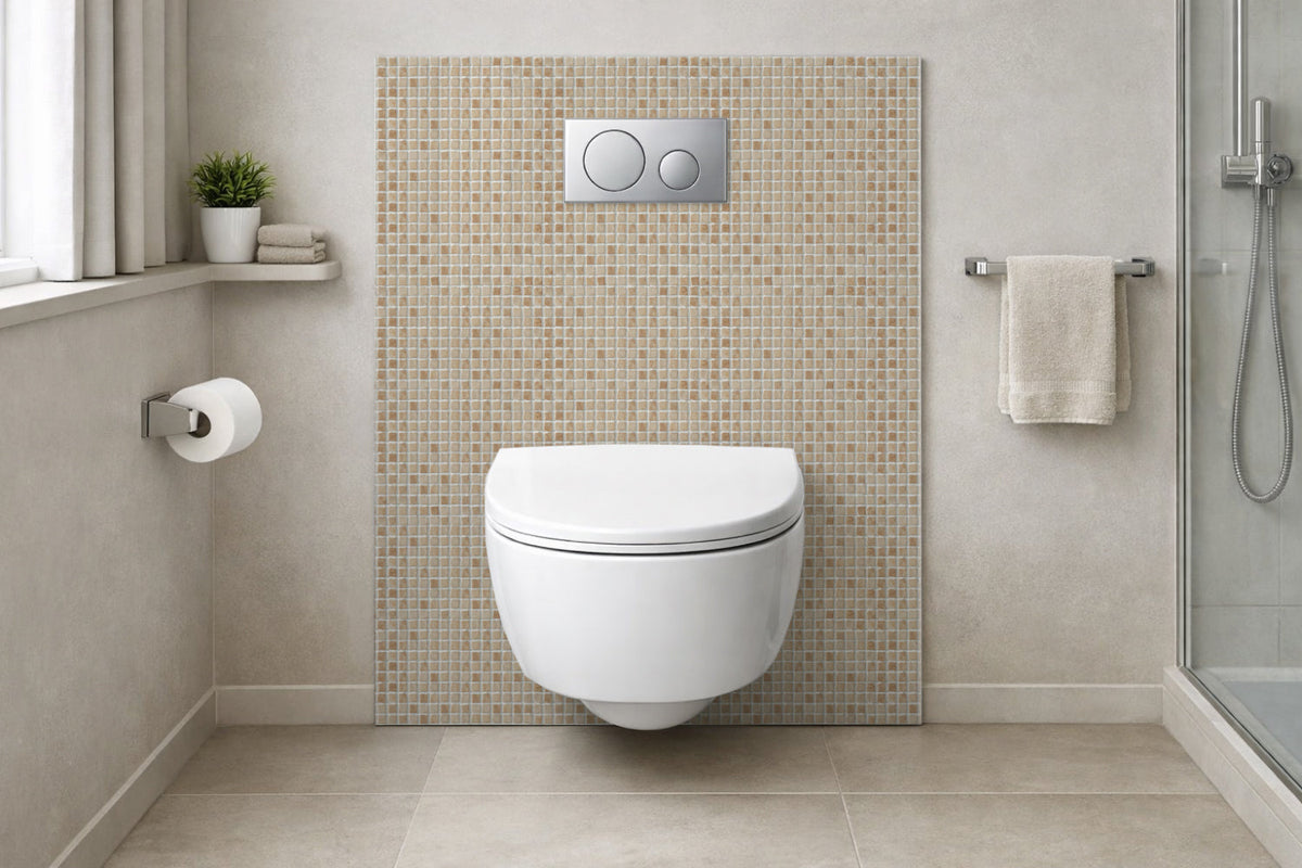 Toilettenrückwand Fliesenoptik