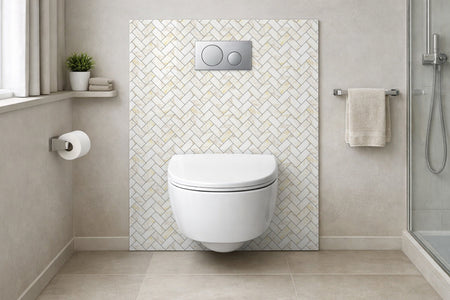 Toilettenrückwand Fliesenoptik
