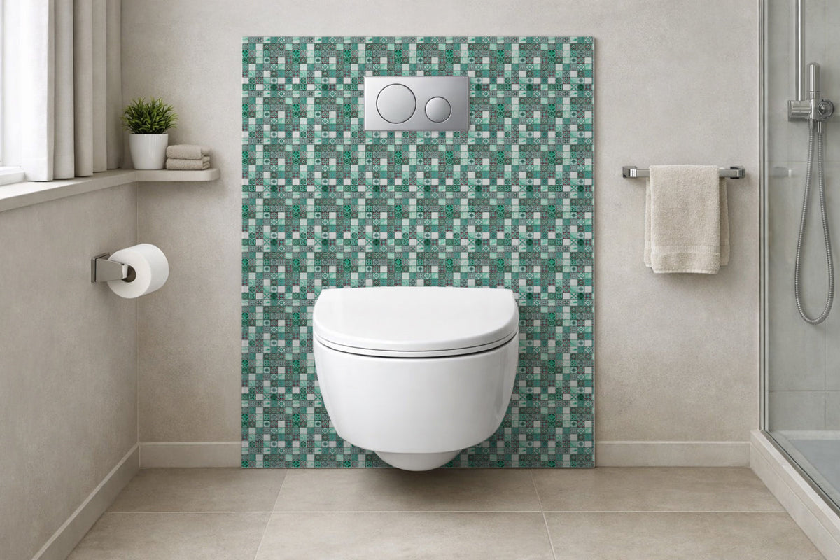 Toilettenrückwand Fliesenoptik