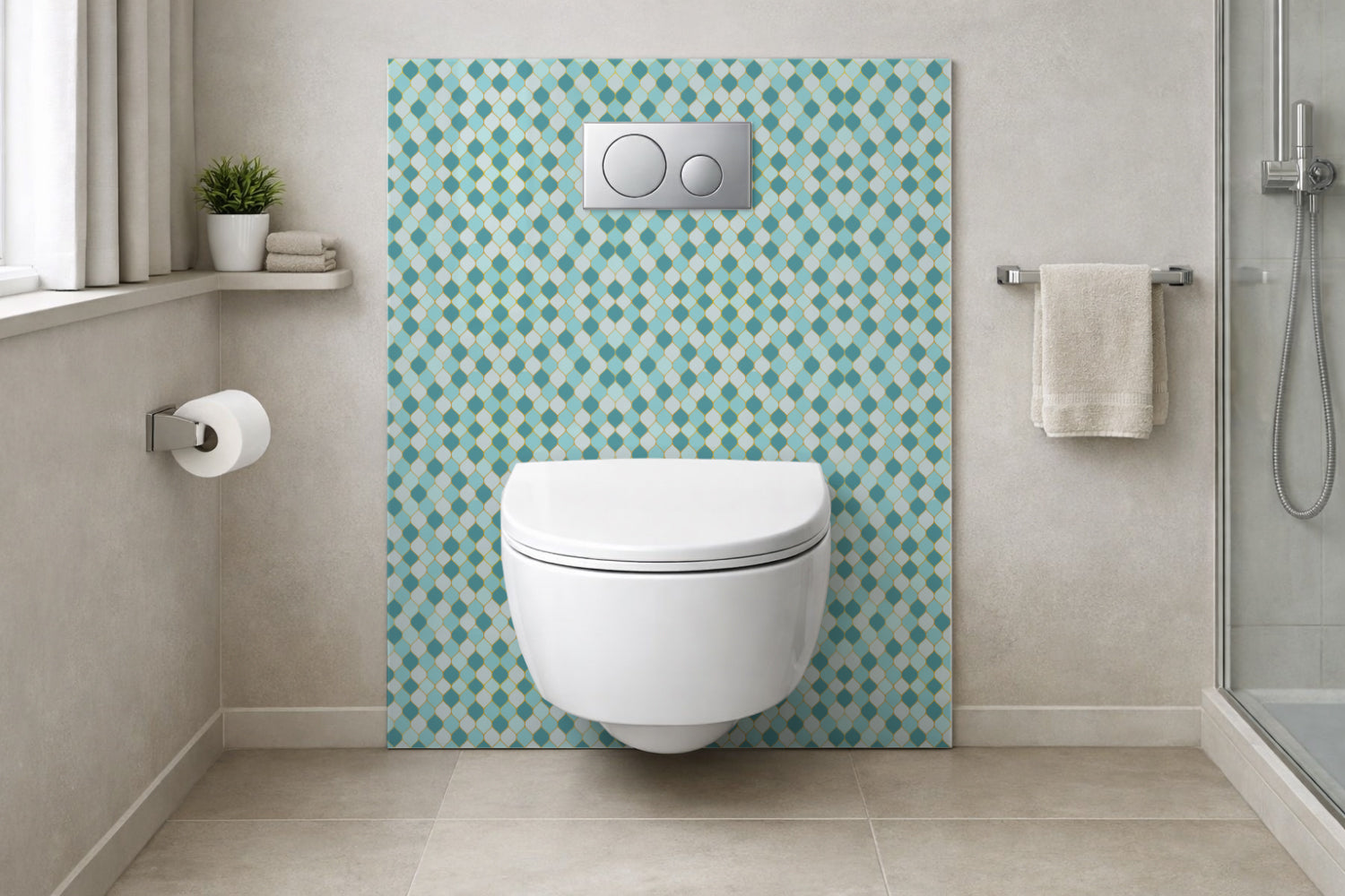 Toilettenrückwand Fliesenoptik