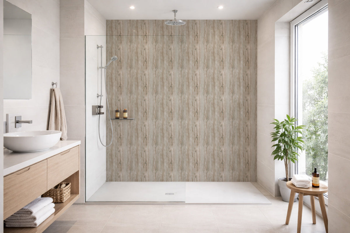 Toilettenrückwand Holzoptik