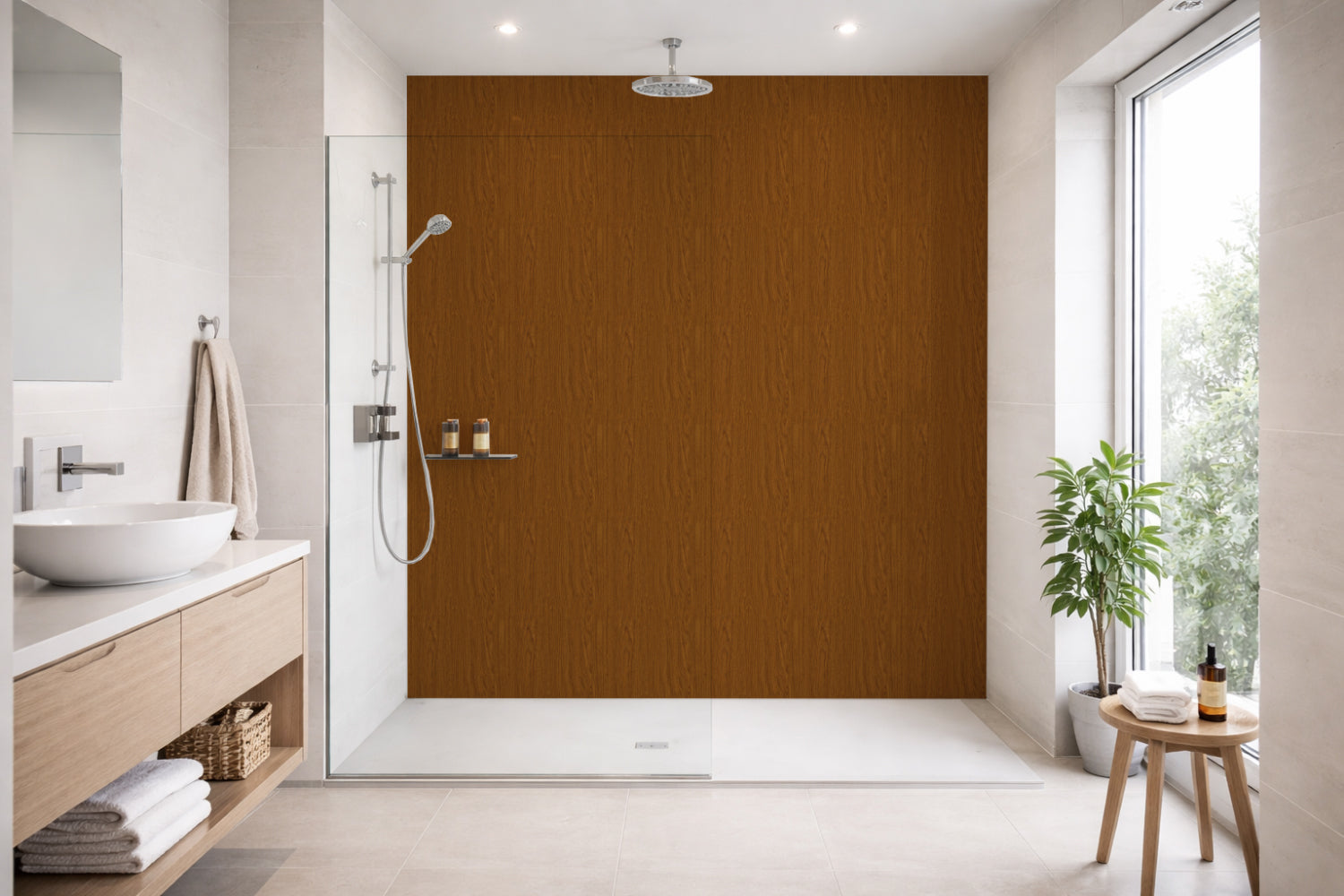 Toilettenrückwand Holzoptik