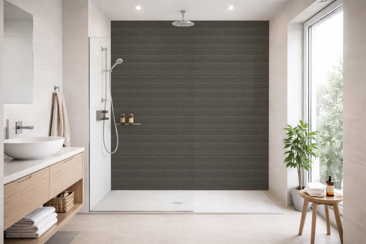 Toilettenrückwand Holzoptik