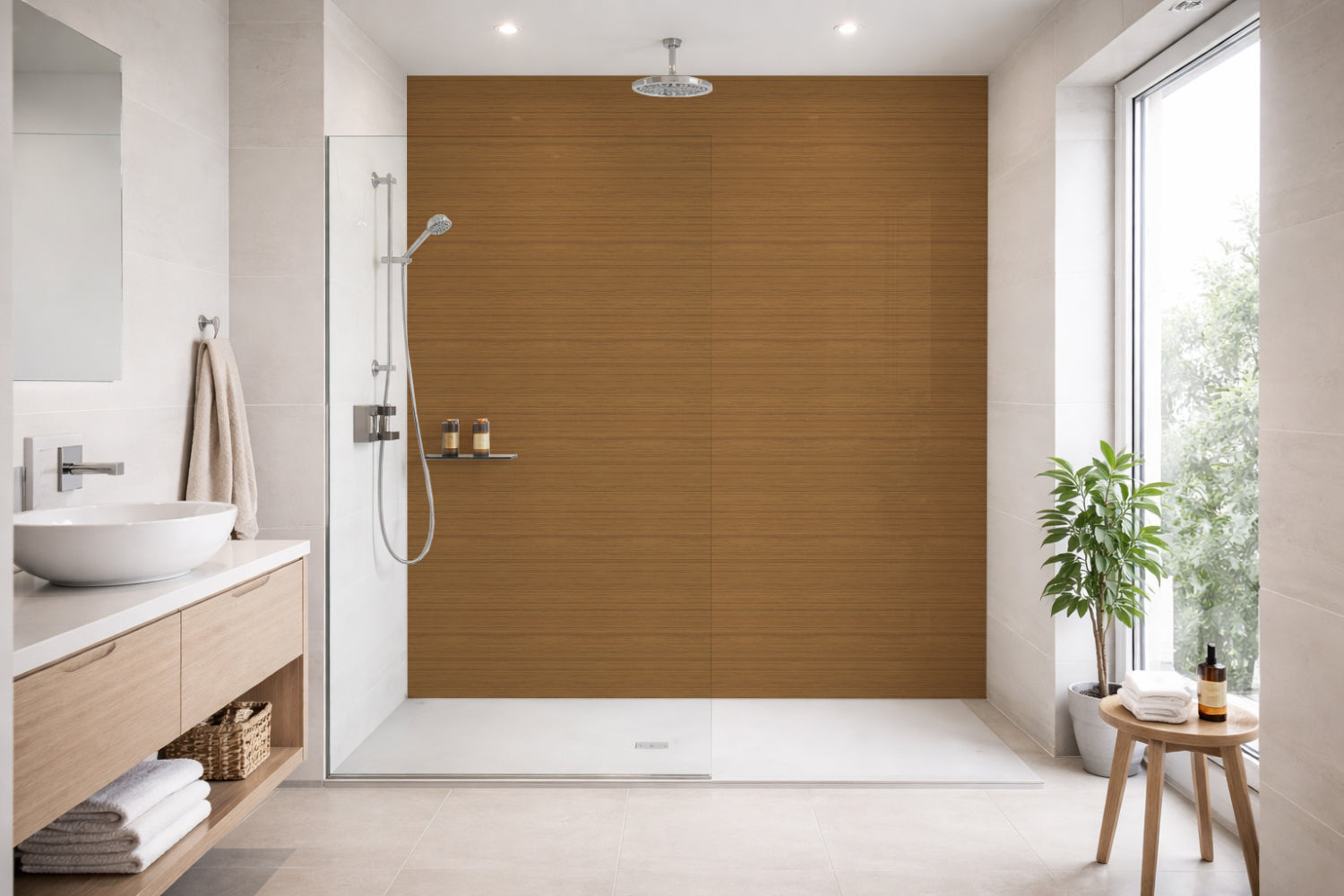 Toilettenrückwand Holzoptik
