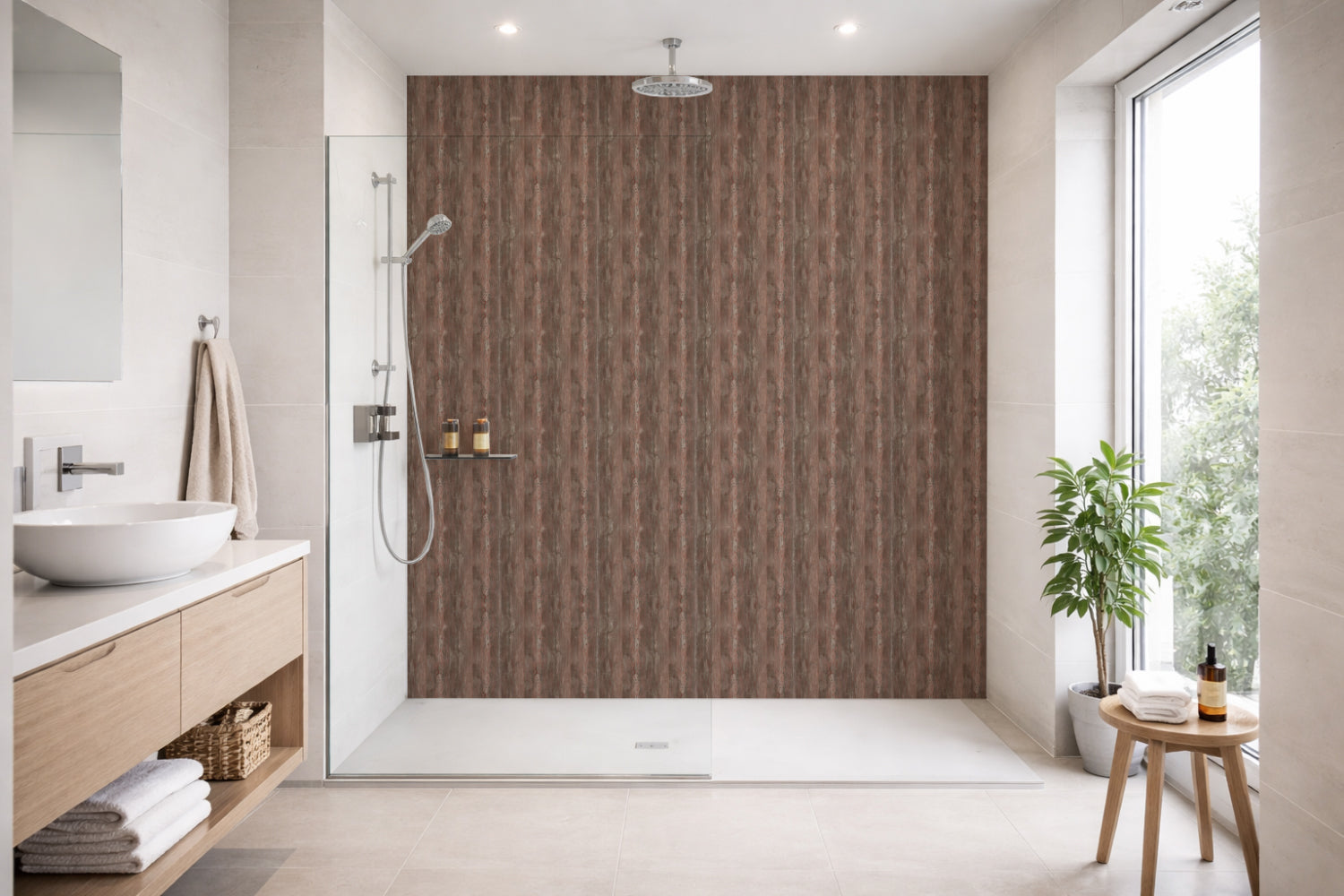 Toilettenrückwand Holzoptik