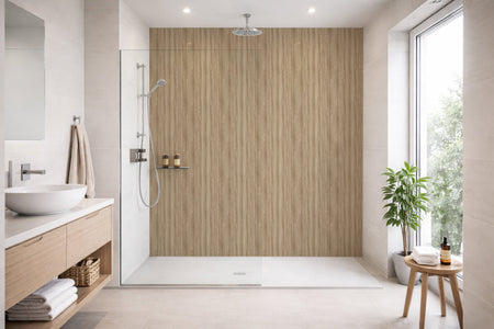 Toilettenrückwand Holzoptik
