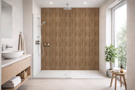 Toilettenrückwand Holzoptik