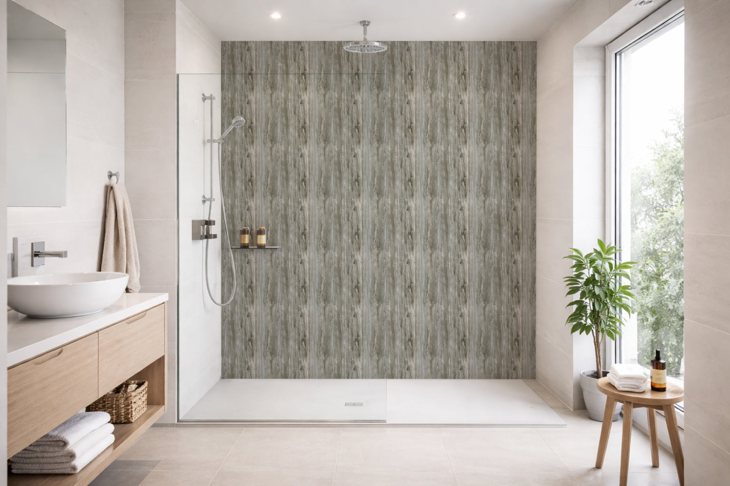 Toilettenrückwand Holzoptik