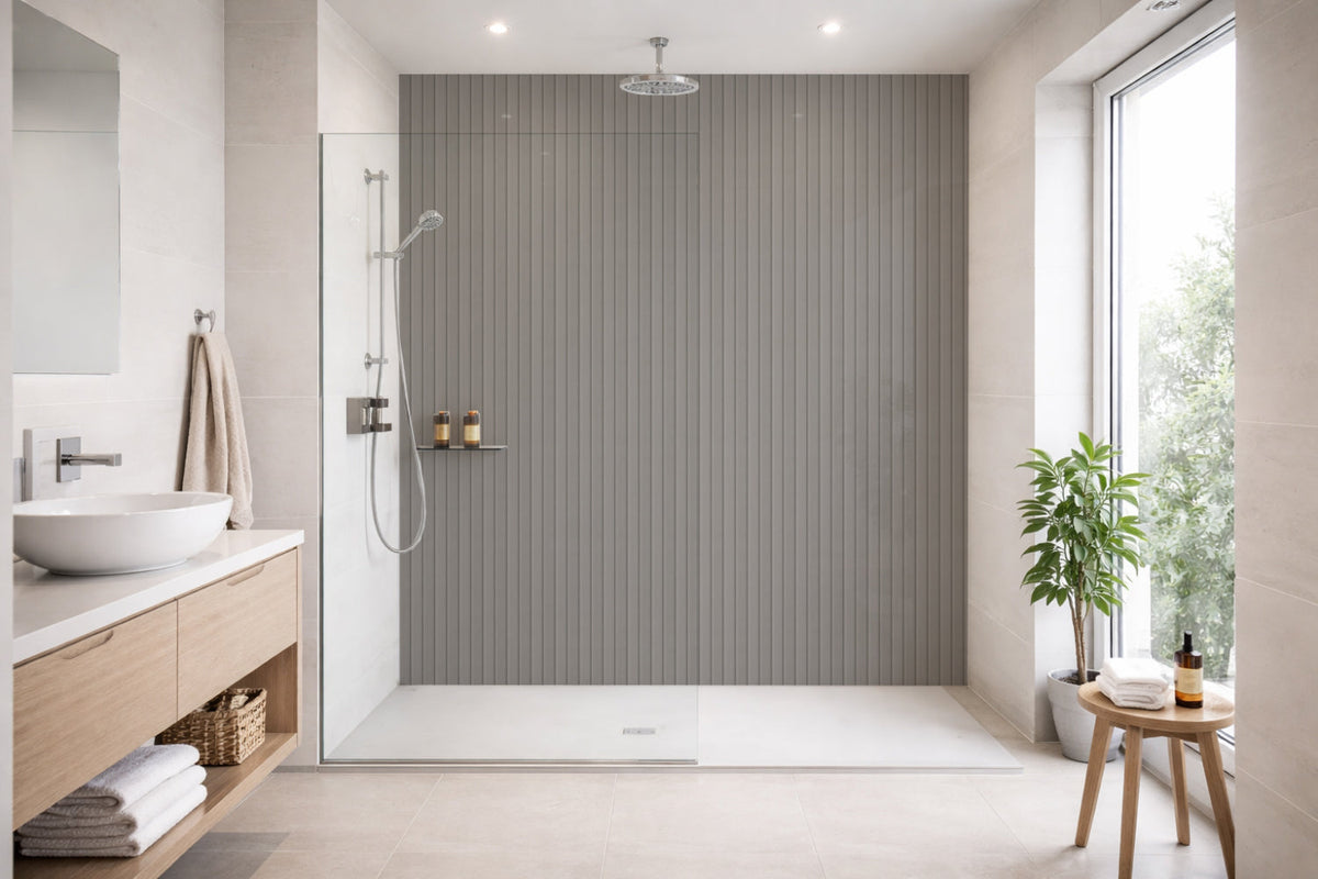 Toilettenrückwand Holzoptik