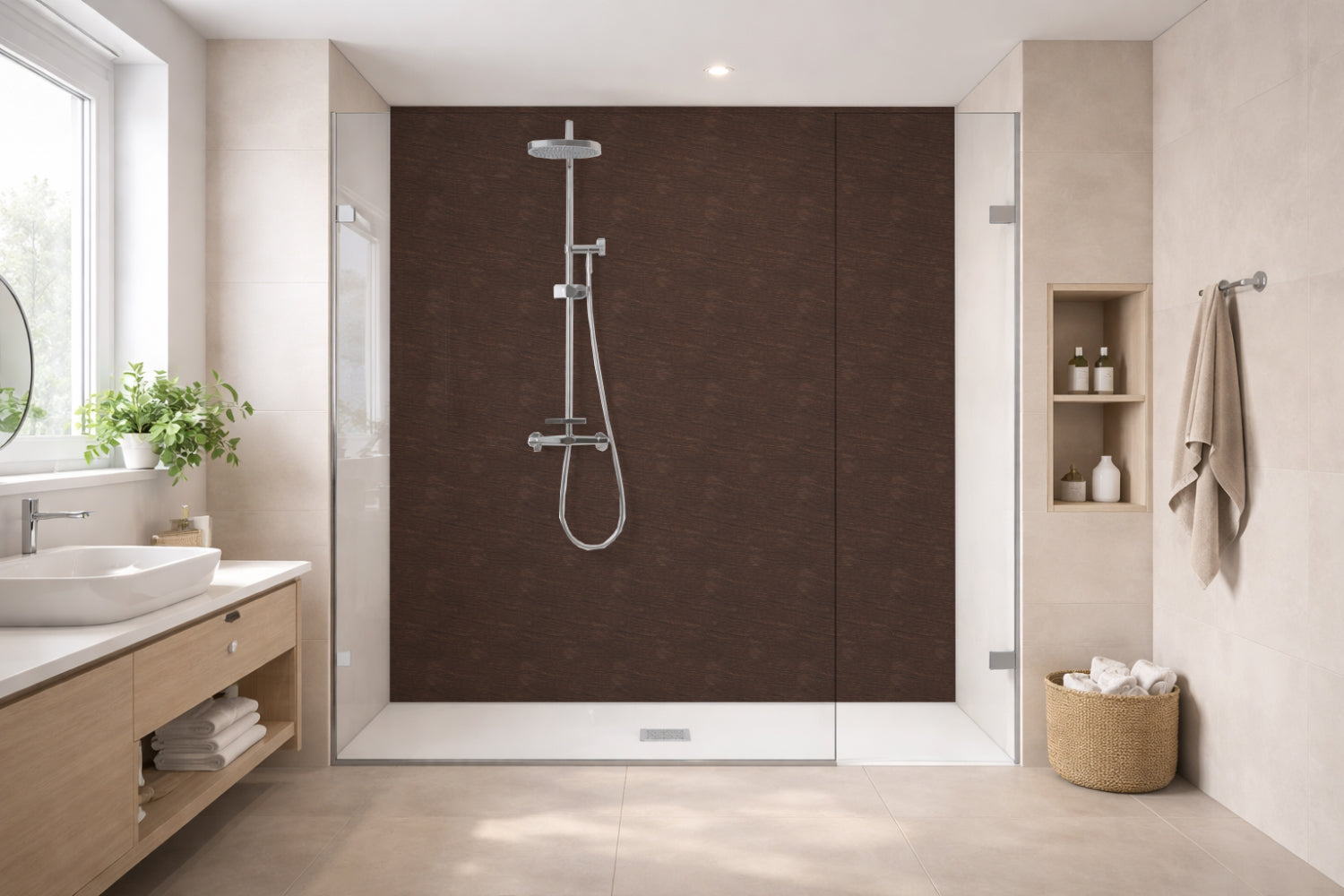 Toilettenrückwand Holzoptik