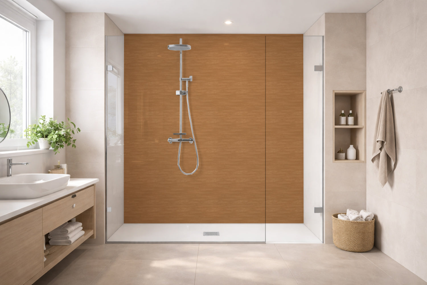 Toilettenrückwand Holzoptik