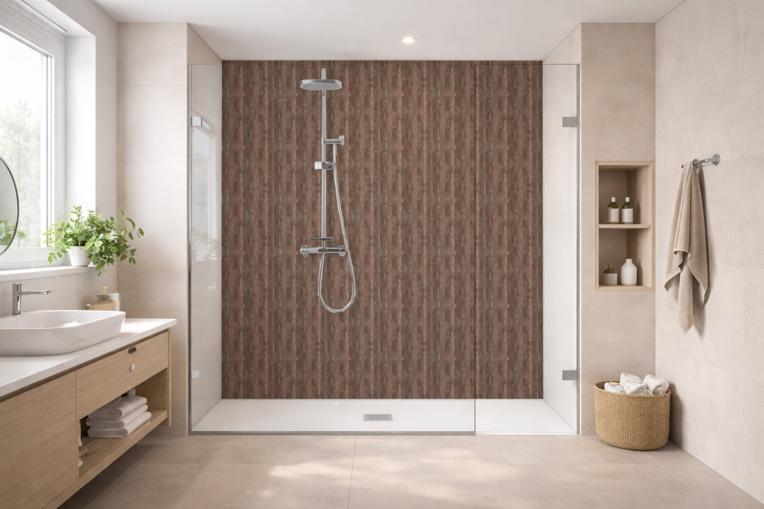 Toilettenrückwand Holzoptik
