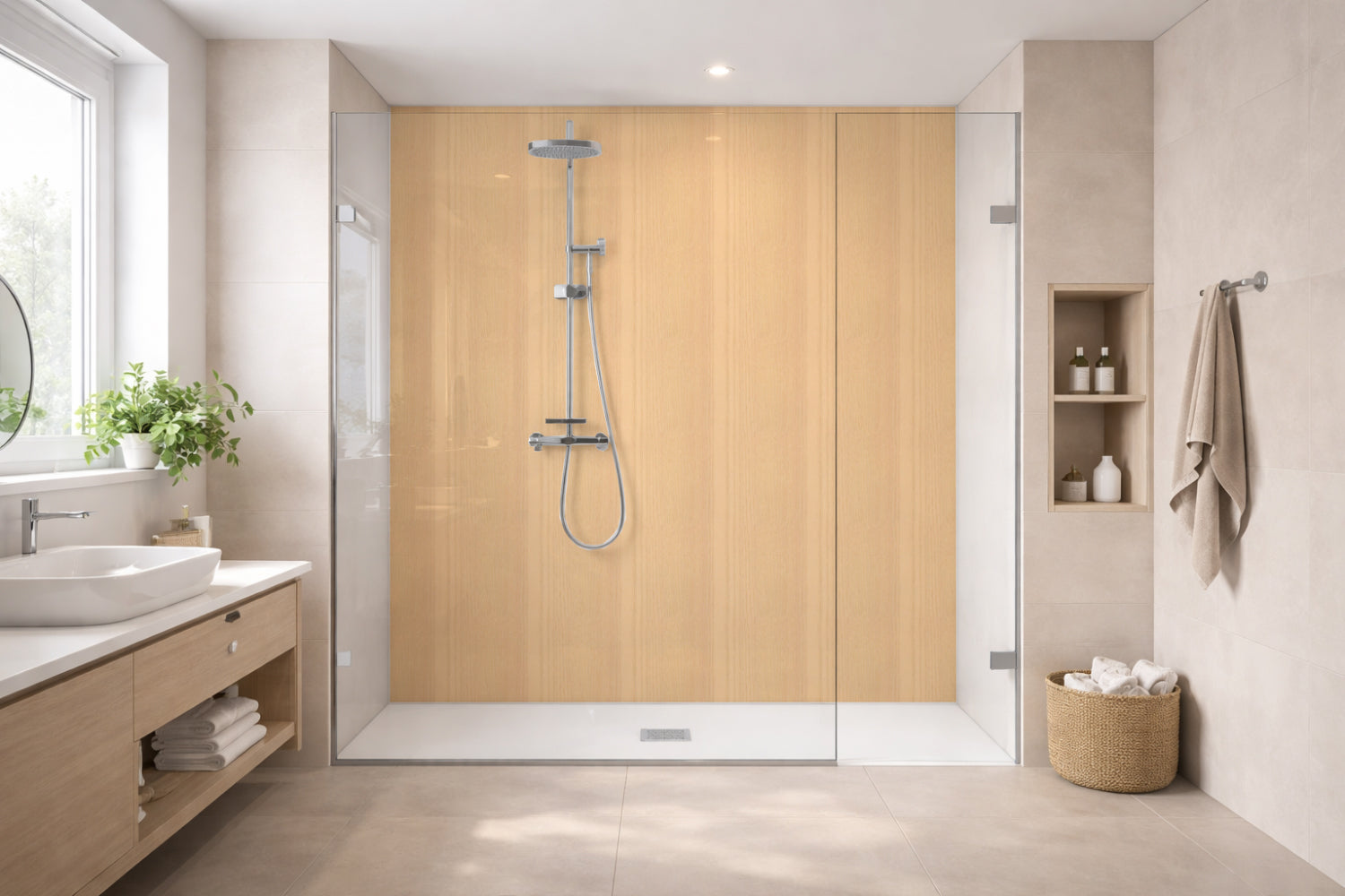 Toilettenrückwand Holzoptik