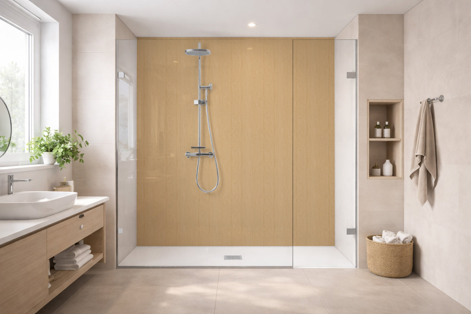 Toilettenrückwand Holzoptik