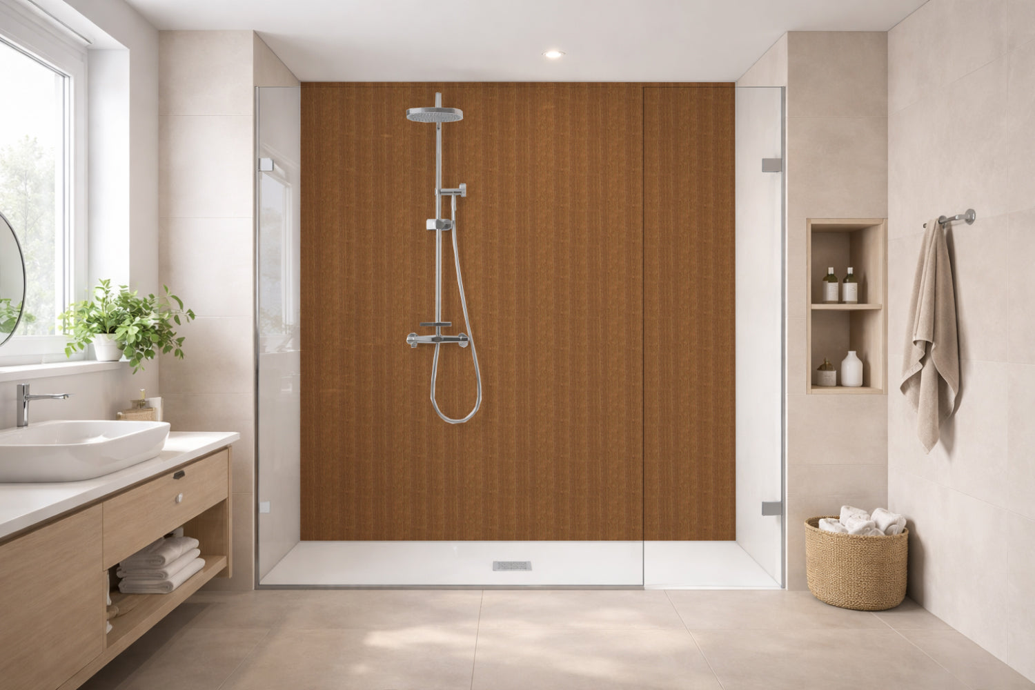 Toilettenrückwand Holzoptik