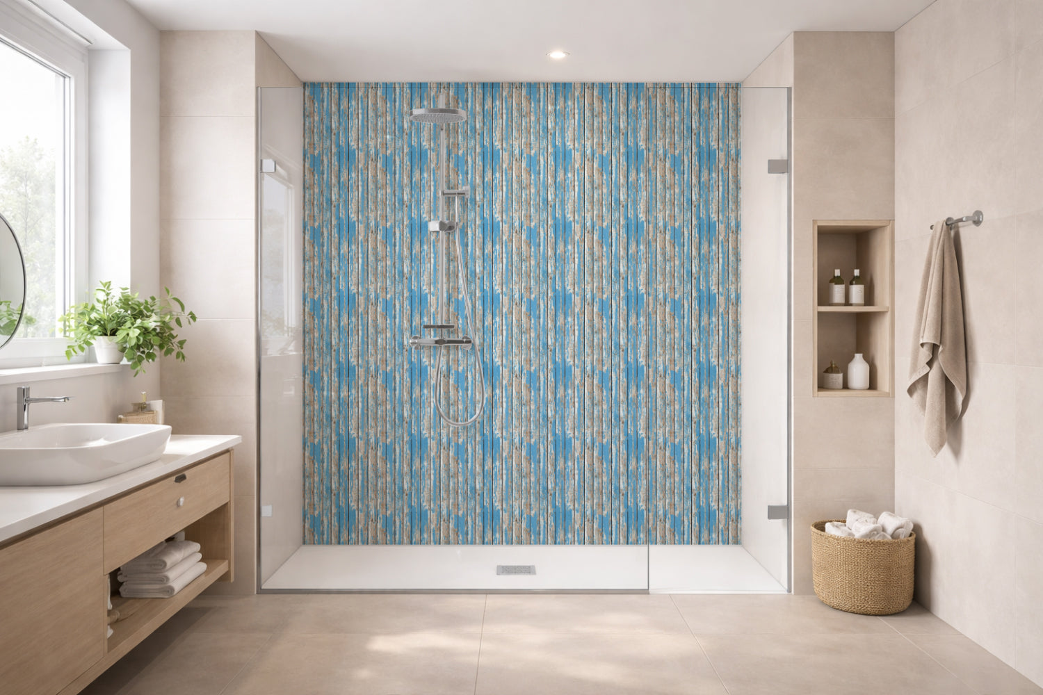 Toilettenrückwand Holzoptik