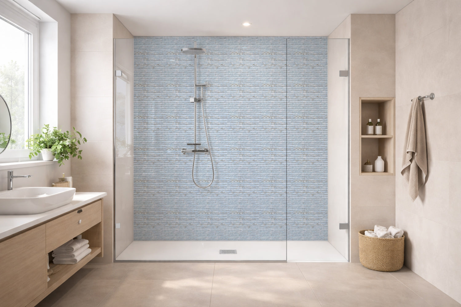 Toilettenrückwand Holzoptik