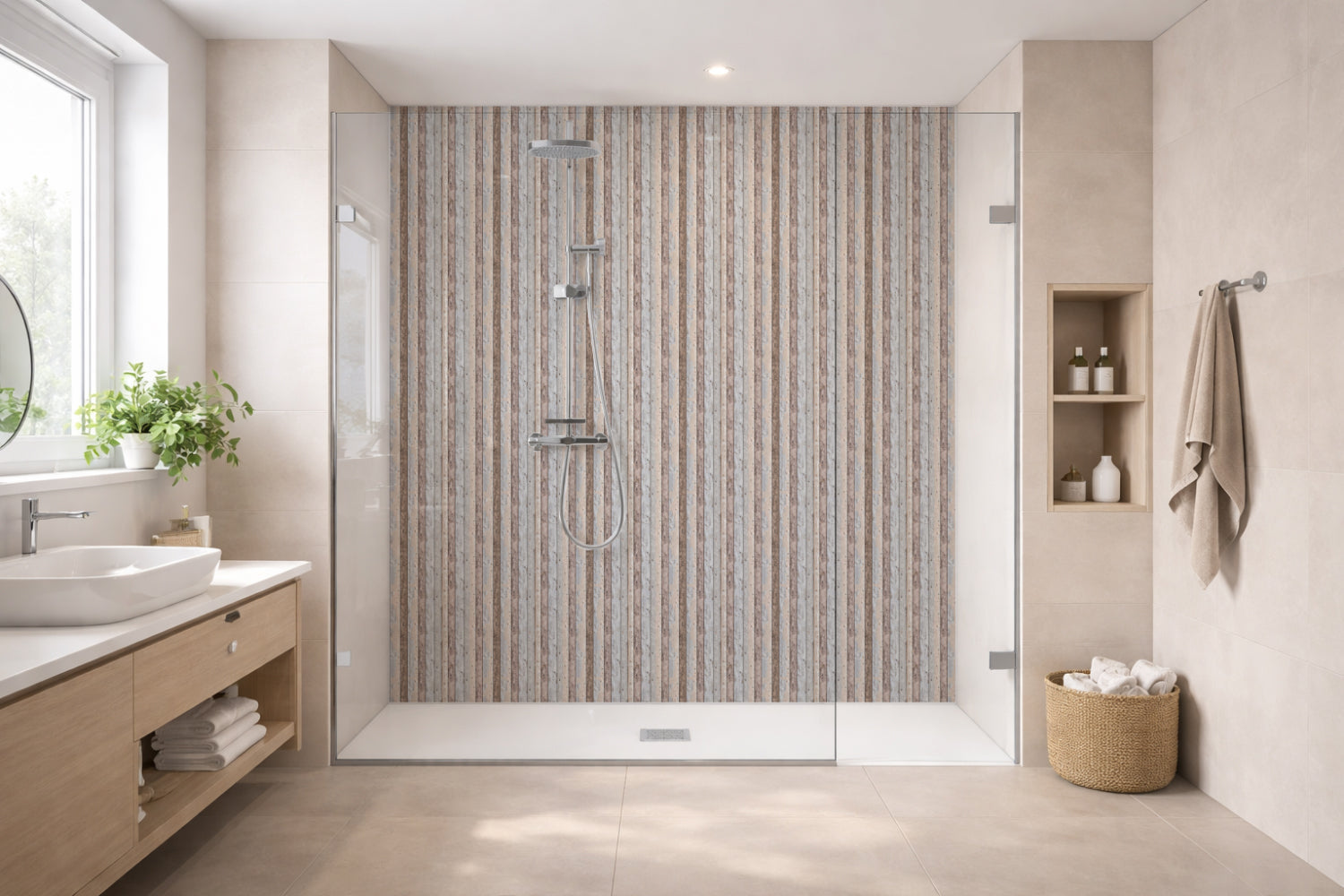 Toilettenrückwand Holzoptik