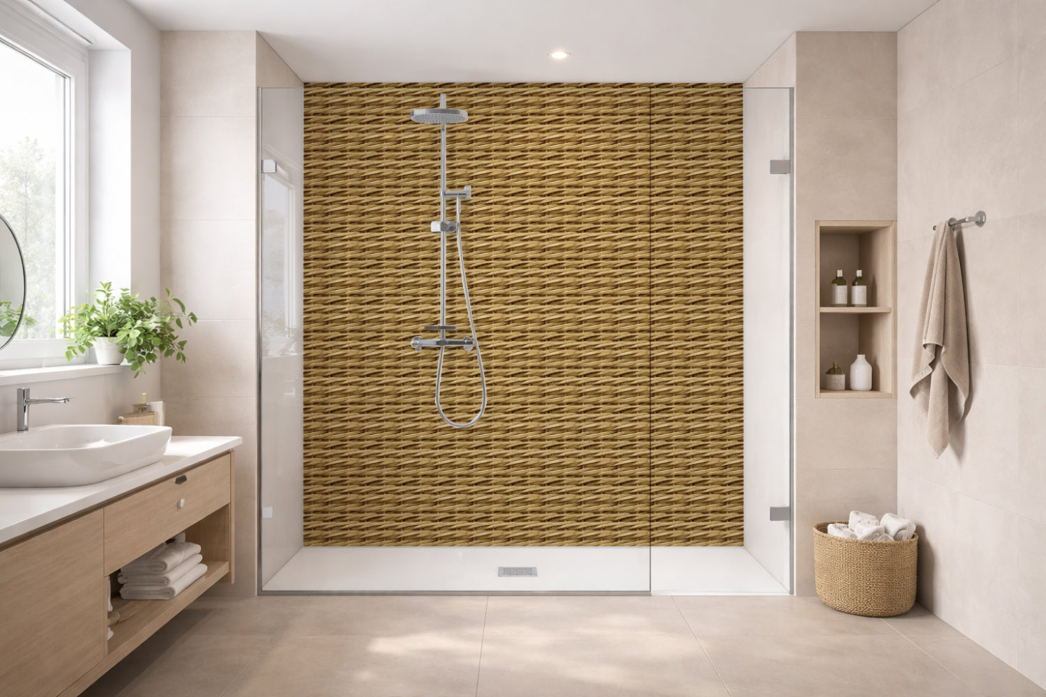 Toilettenrückwand Holzoptik