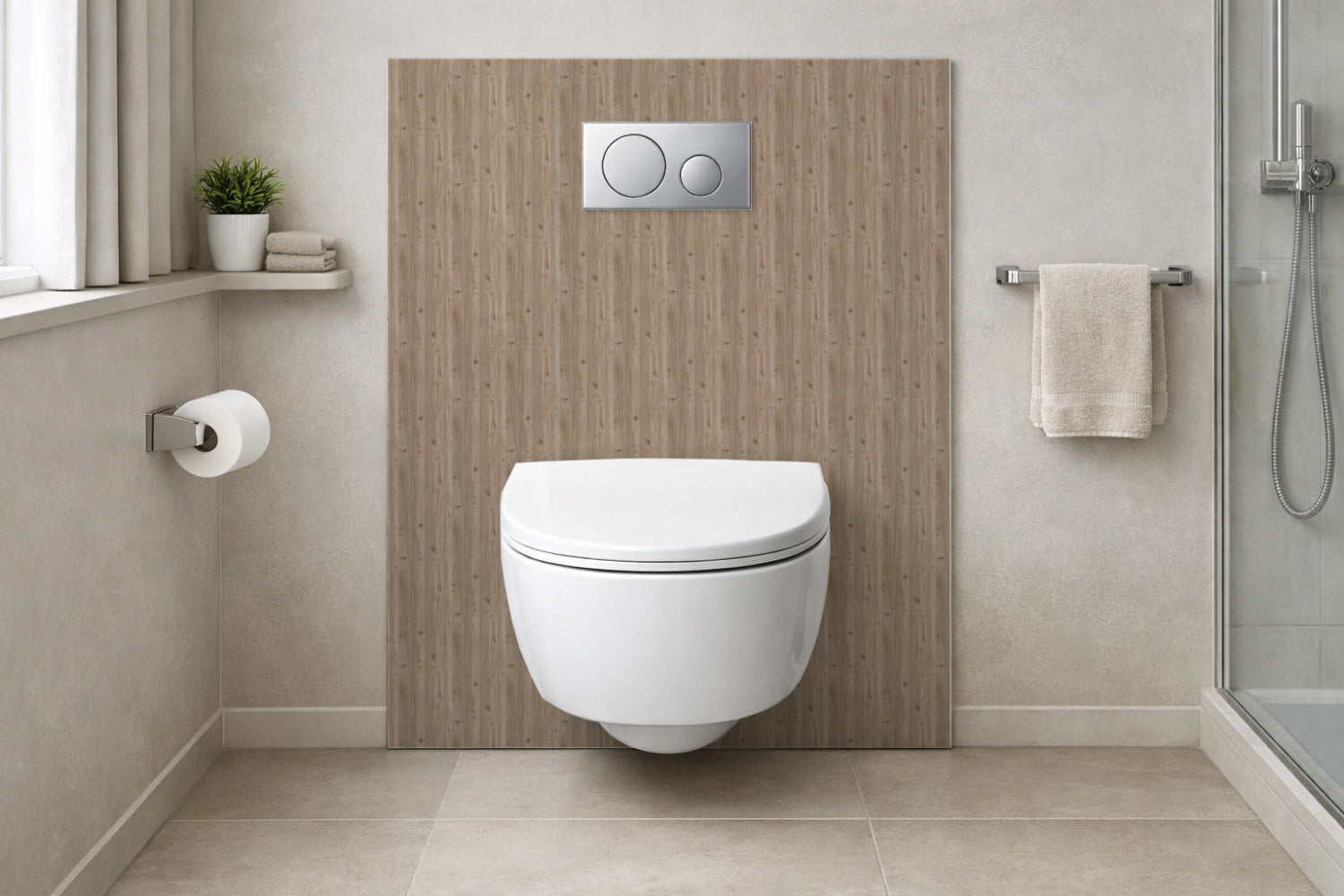 Toilettenrückwand Holzoptik