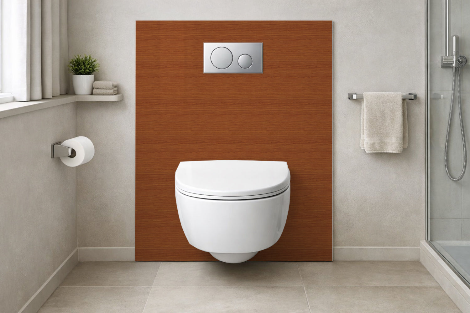 Toilettenrückwand Holzoptik