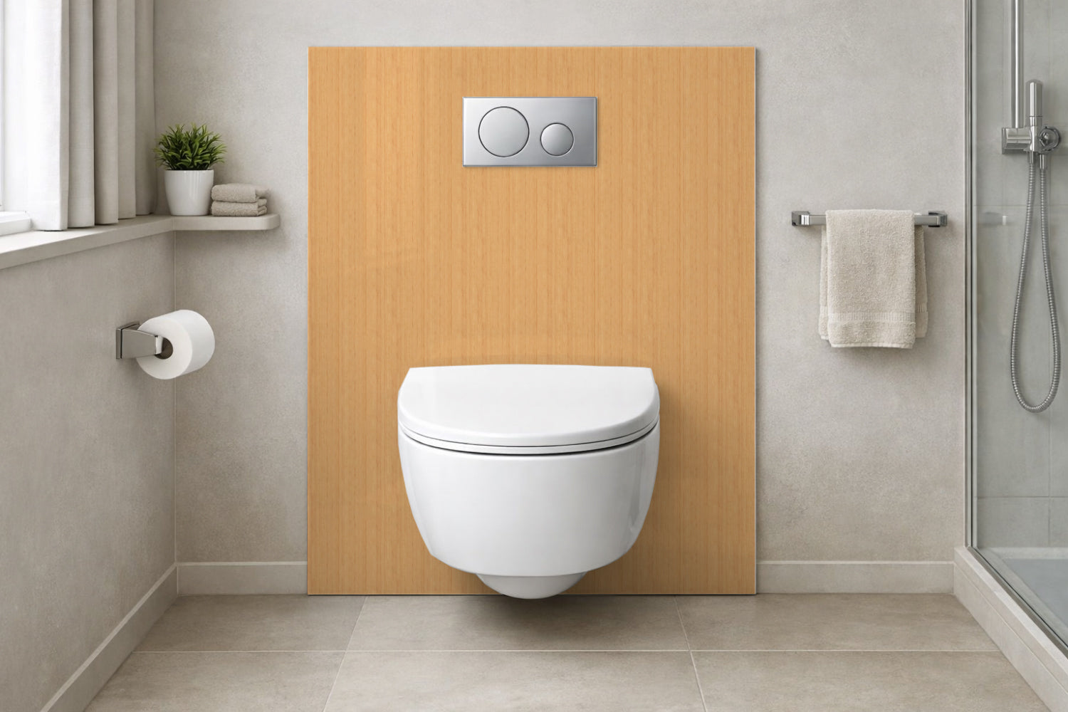Toilettenrückwand Holzoptik