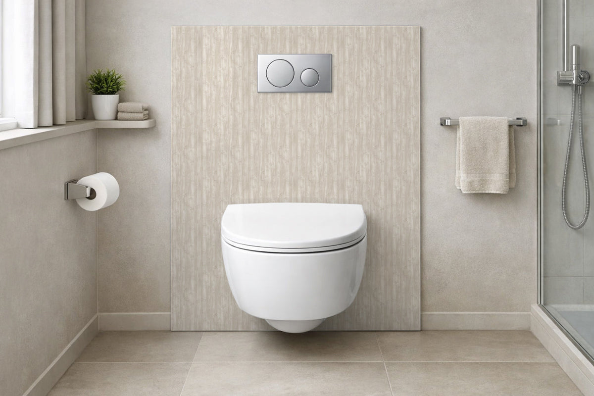 Toilettenrückwand Holzoptik