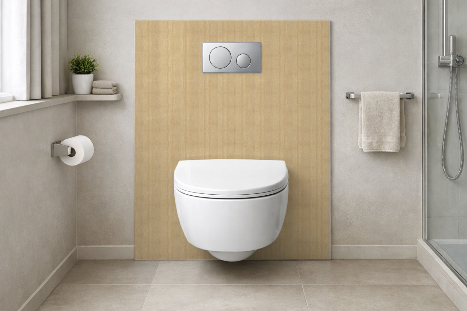 Toilettenrückwand Holzoptik