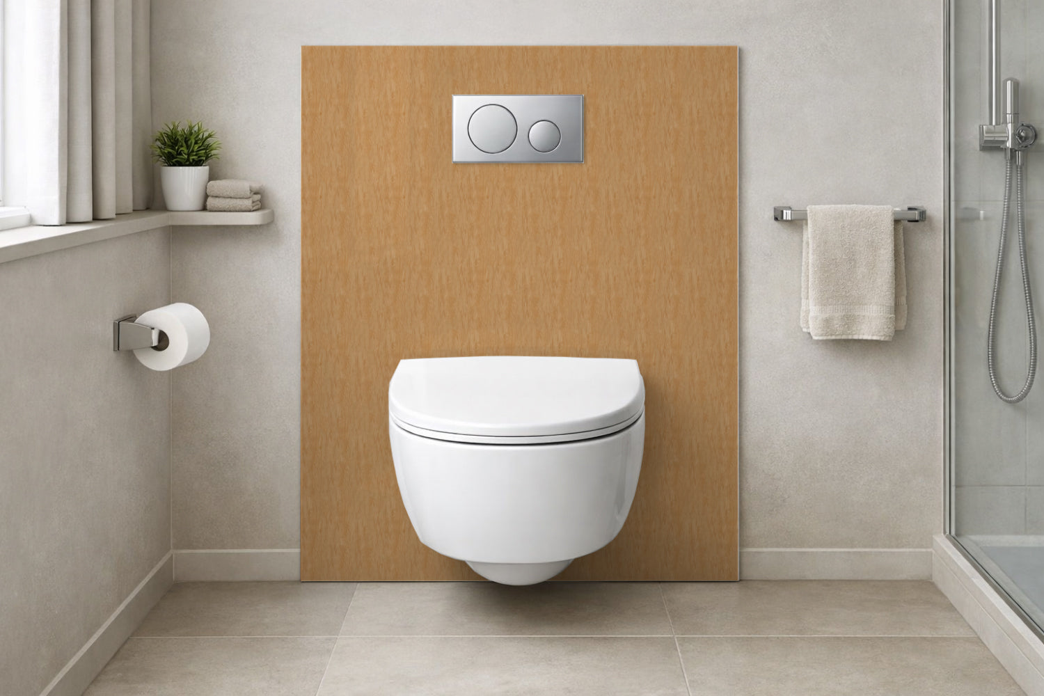 Toilettenrückwand Holzoptik