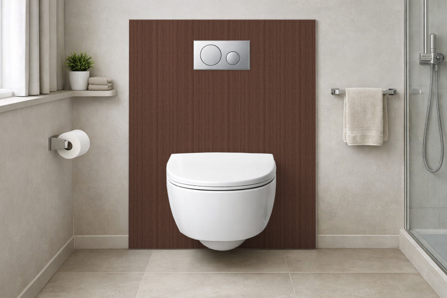 Toilettenrückwand Holzoptik