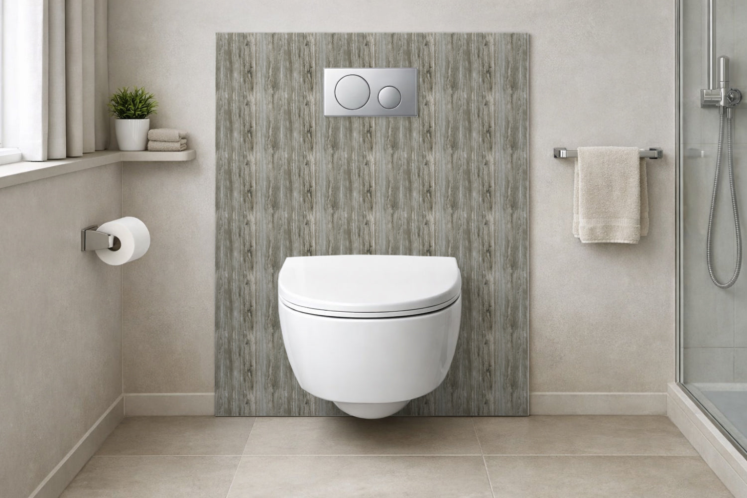 Toilettenrückwand Holzoptik