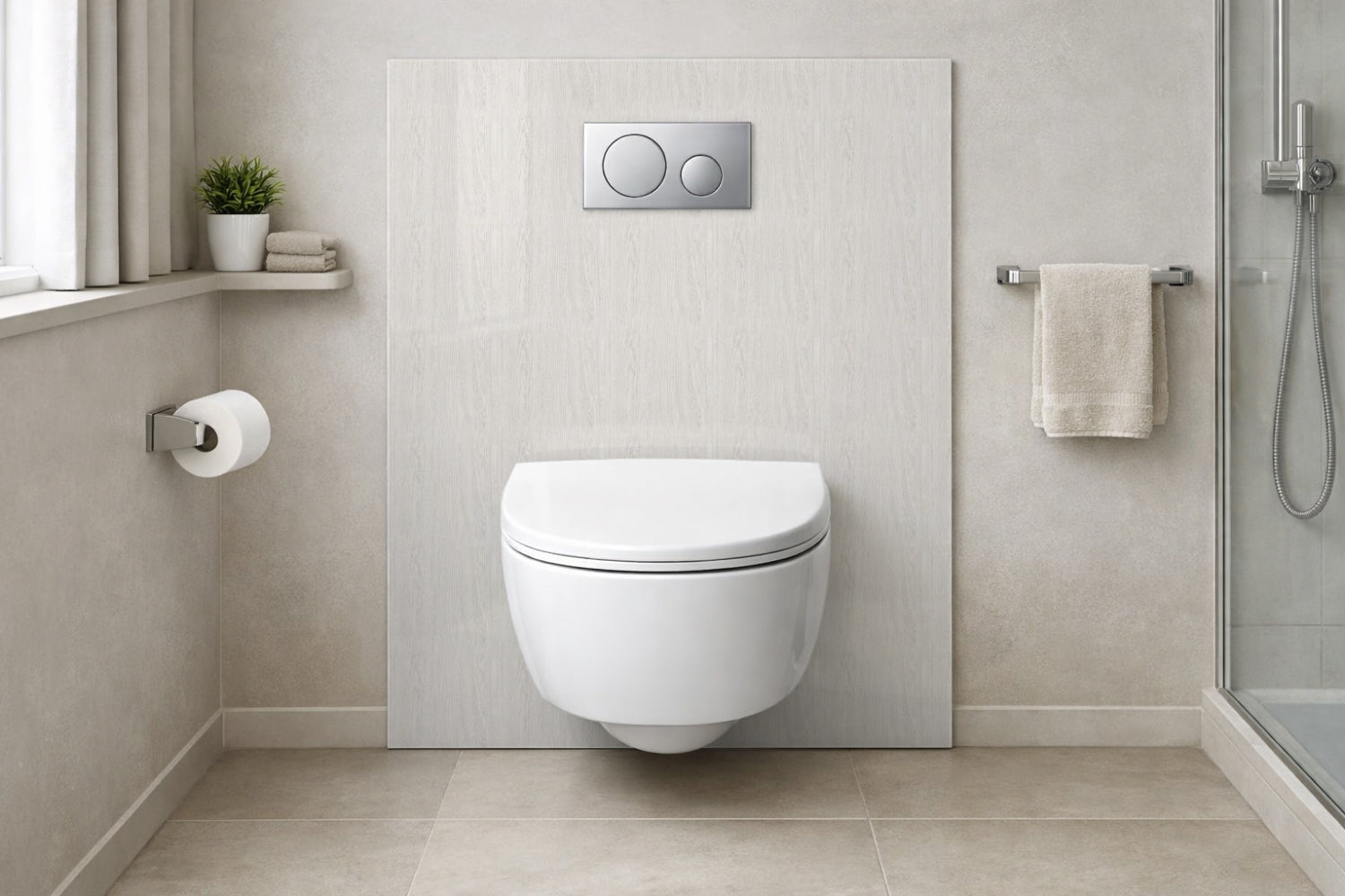 Toilettenrückwand Holzoptik