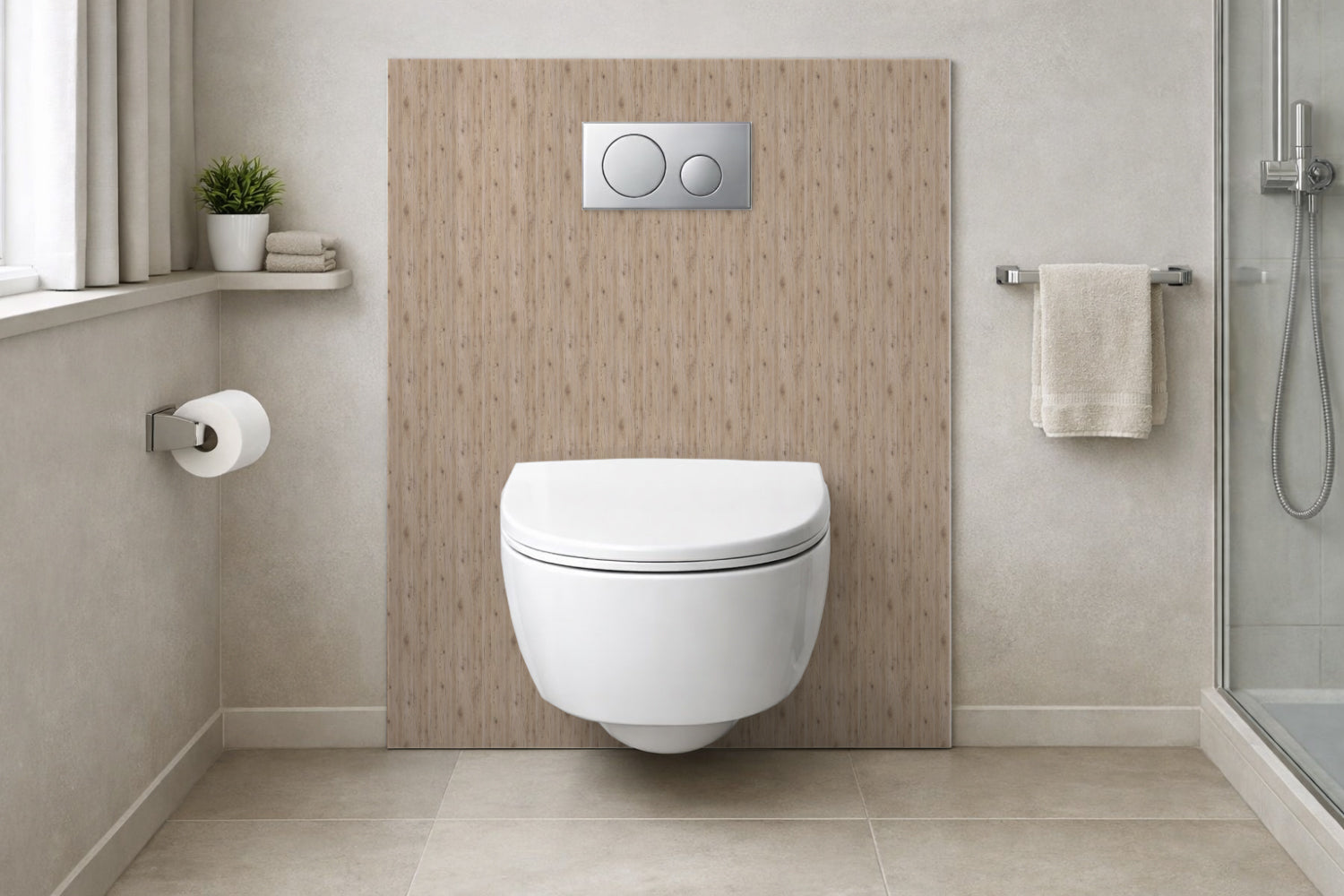 Toilettenrückwand Holzoptik