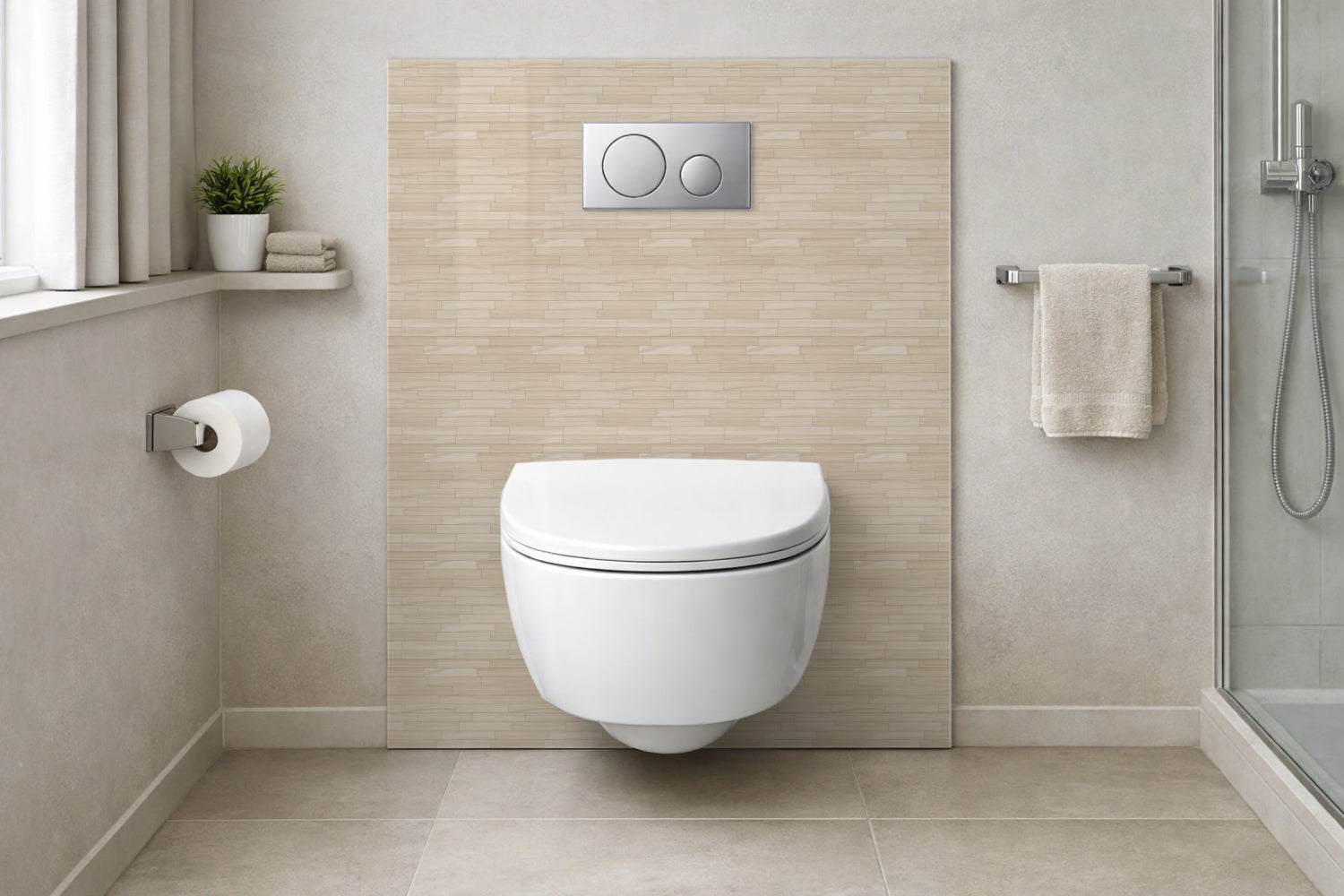 Toilettenrückwand Holzoptik